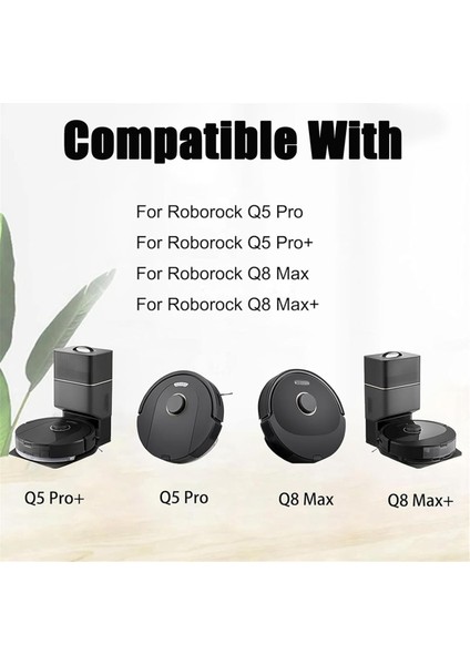 Roborock Q8 Max+/q8 Max/q5 Pro/q5 Pro+Robot Vakum Silindiri Yan Fırça Filtresi Paspas Pedi Toz Torbası Için 18 Adet Yedek Parça (Yurt Dışından)