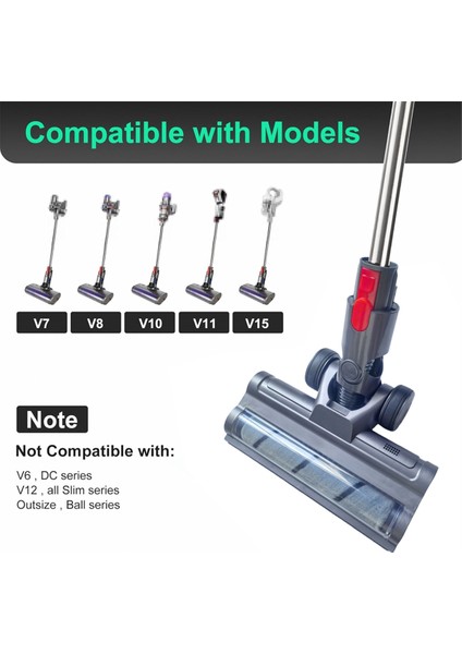 Dyson V7 V8 V10 V11 V15 Elektrikli Süpürge Aparatı Yumuşak Silindir Fırça Başlığı LED Toz Işıkları ile Sert Zeminler Için (Yurt Dışından) fiyatları