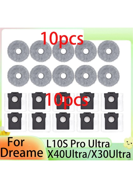 Dreame X40 Ultra X30 Ultra L40 Ultra Için 20 Adet Mop Bezi Toz Torbaları Dreame L10S Pro Ultra Robot Süpürge Parçaları (Yurt Dışından)