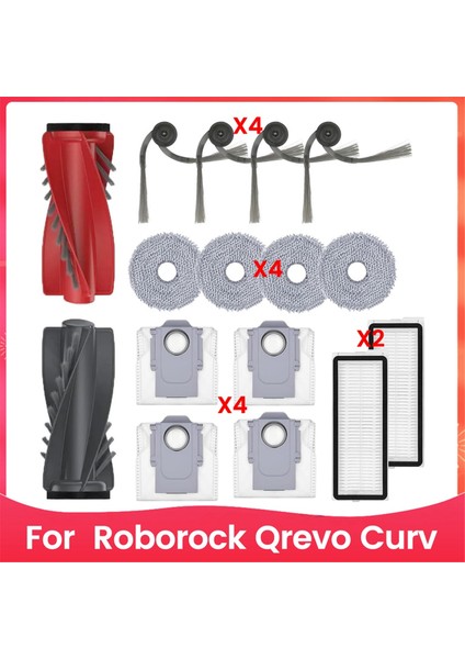 Roborock Qrevo Curv Ana Yan Fırça Hepa Filtre Paspas Bezi Toz Torbaları Robot Süpürge Aksesuarları (Yurt Dışından)