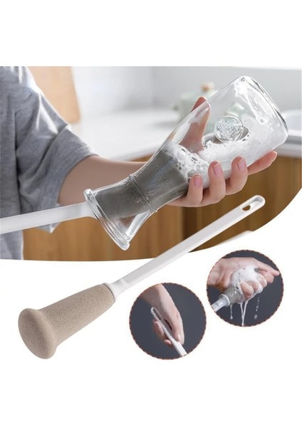 Uzun Saplı Sünger Fırça Mutfak Temizlik Malzemeleri Şişe Temizleme Fırçası Bardaklar Biralar Sürahi Temizlenmiş Mutfak Aleti Gri (Yurt Dışından) fiyatları