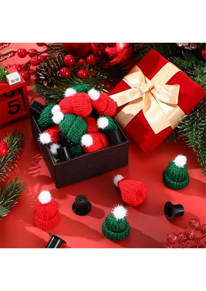 32 Adet Bebek Mini Şapkalar 16 Mini Örgü Noel Şapkası ve 16 Siyah Plastik Noel Şapkası Minyatür Plastik Silindir Şapka Içerir (Yurt Dışından) fırsatları