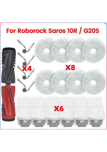 Roborock Saros 10R / G20S Ultra Vakum Parçaları Ana Silindir Yan Fırça Paspas Bezi Toz Torbası Aksesuarları (Yurt Dışından)