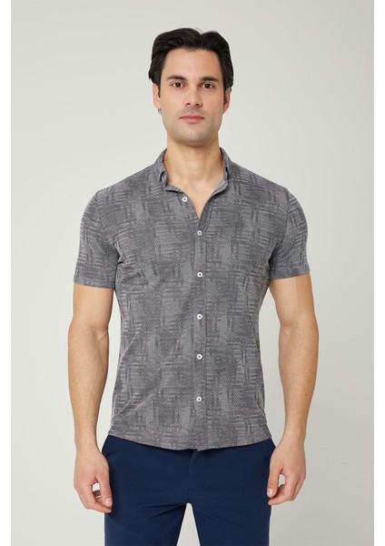 Erkek Desenli Siyah Kısa Kol Gömlek fiyatları