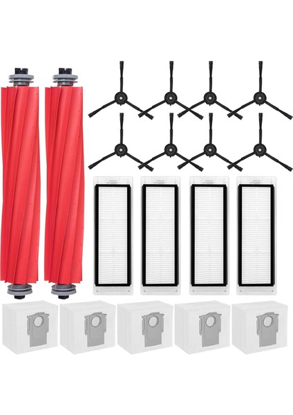 Roborock Q5+ Plus Yedek Aksesuar Seti Elektrikli Süpürge Ana Yan Fırça Hepa Filtreleri Toz Torbaları (Yurt Dışından)