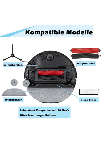 Roborock S8 Maxv Ultra Robot Süpürge Ana Yan Fırça Hepa Filtreler Paspas Bezi Toz Torbaları Aksesuarlar (Yurt Dışından) modelleri