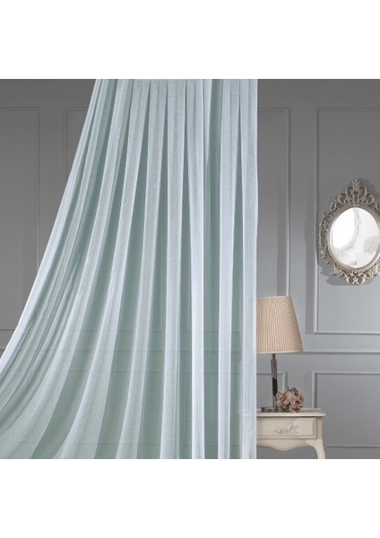Keten Turkuaz 1 x 3 Sık Pile Tül Perde