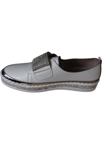 Yazkış Kadın Siyah Beyaz Taşlı Spor Babet Ayakkabı modelleri