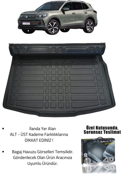 Volkswagen Tiguan 2024+ Uyumlu 4.5d Premium Havuzlu Paspas ve Liner Marka 3D Üst Bagaj Havuzu fiyatları