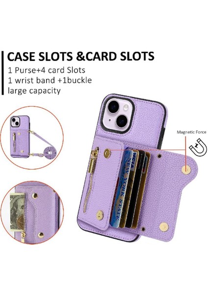 Iphone 14 Için Kılıf Uzun Kayış Hafif Kart Yuvaları Büyük Kapasiteli Mini (Yurt Dışından) modelleri
