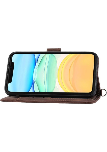 Iphone 12 Için Flip Case Kabartmalı Bileklik Çoklu Kredi Kartı Yuvaları (Yurt Dışından) indirimleri