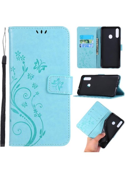 Samsung Galaxy A20s Kickstand Pu Deri Kart Tutucu Bilek Için Filp Durumda (Yurt Dışından)
