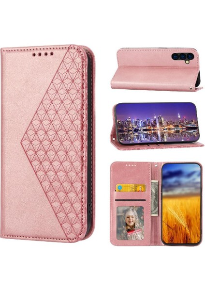 Samsung Galaxy M14 5g Için Flip Case Standı Cüzdan El Kayışı Eşkenar Dörtgen Şekli (Yurt Dışından)