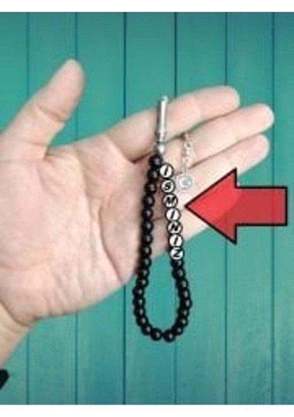 Atasagun İsmine Özel Tesbih Kişiselleştirilebilir Hediye Küre Kesim Oniks Taşı Tesbih Onix-69