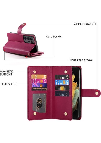 Samsung Galaxy S21 Ultra Cüzdan Iş Için Flip Case Çok Fonksiyonlu (Yurt Dışından) fırsatları