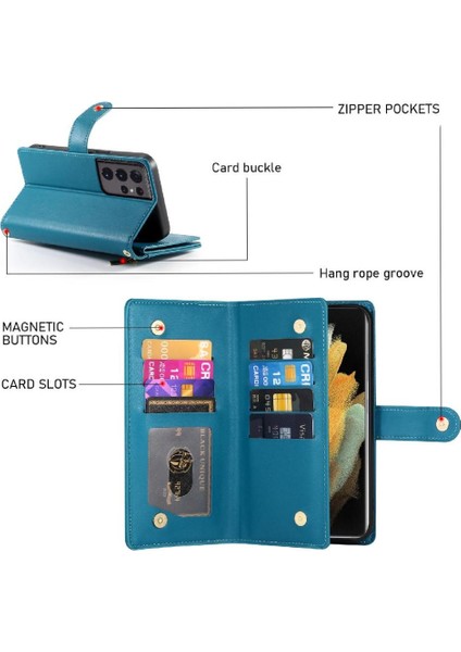 Samsung Galaxy S21 Ultra Cüzdan Iş Için Flip Case Çok Fonksiyonlu (Yurt Dışından) modelleri