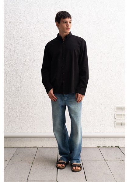 Oversize Dökümlü Hafif Keten Gömlek