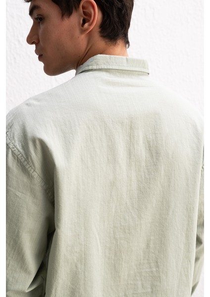 Oversize Dökümlü Hafif Keten Gömlek