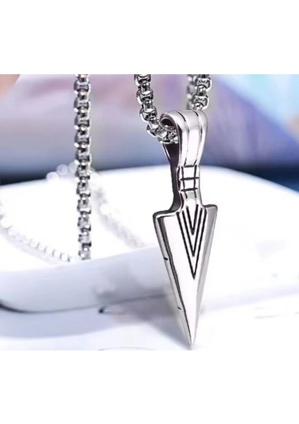 Voyageaccessory Paslanmaz Çelik Arrow Mızrak Kolye / 70 cm Zincirli