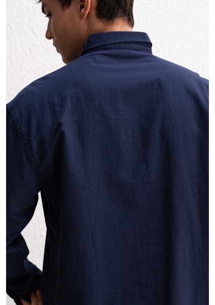 Oversize Dökümlü Hafif Keten Gömlek