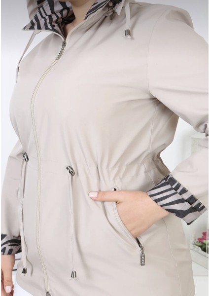 Bernisa Kadın Büyük Beden Astarlı Kapüşonlu Mevsimlik Trençkot modelleri