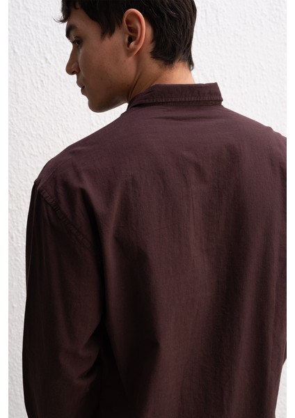 Oversize Dökümlü Hafif Keten Gömlek