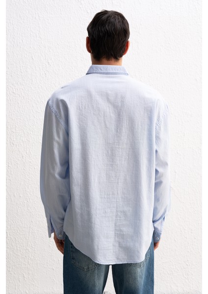 Oversize Dökümlü Hafif Keten Gömlek
