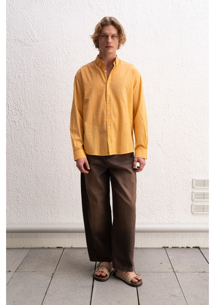 Oversize Dökümlü Hafif Keten Gömlek modelleri