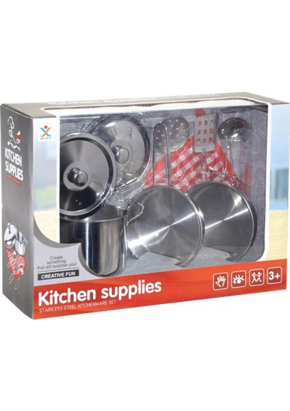 Kitchen Çelik Tencere Tava Seti 9 Parça