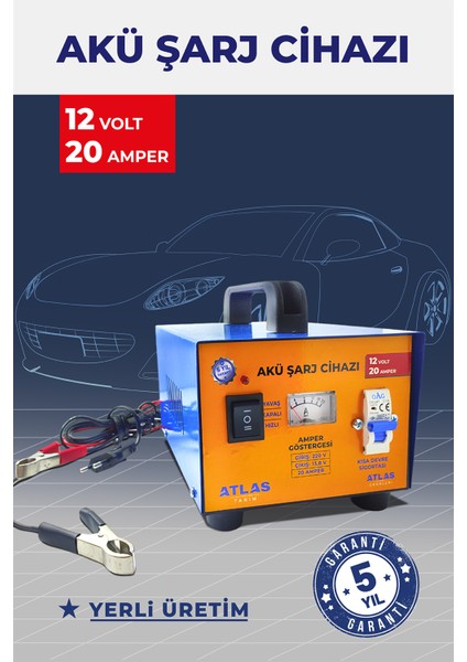 Otomobil Akü Şarj Cihazı 12 Volt 20 Amper