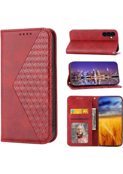Samsung Galaxy M14 5g Için Flip Case Standı Cüzdan El Kayışı Eşkenar Dörtgen Şekli (Yurt Dışından)