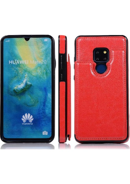 Cüzdan Kılıf Huawei Mate 20 Kart Yuvaları Için Kickstand Pu Deri Çift (Yurt Dışından)