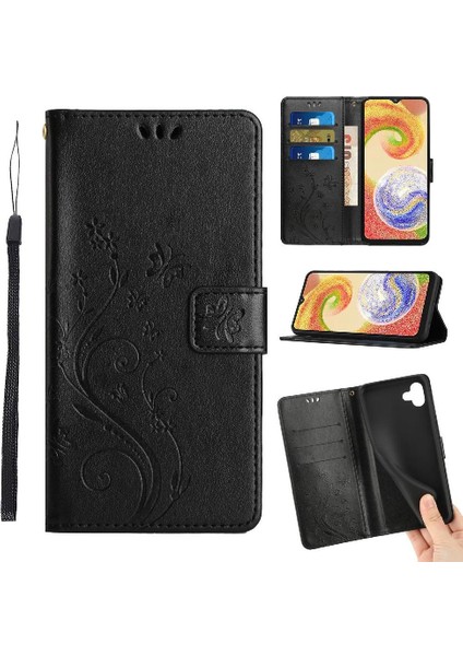 Samsung Galaxy A04 Kart Tutucu Için Kickstand Durumda Manyetik Kapatma Pu (Yurt Dışından)