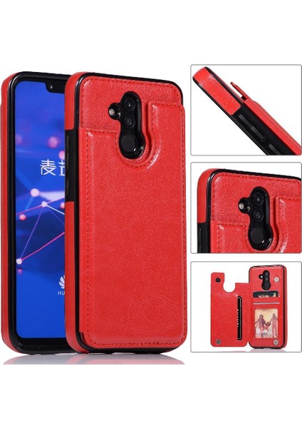 Cüzdan Kılıf Huawei Mate 20 Lite Için Kickstand Pu Deri Kart Yuvaları Çift (Yurt Dışından)