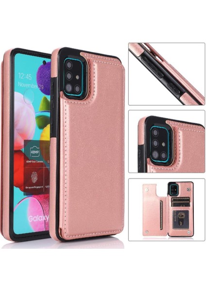Samsung Galaxy A51 4g Kart Yuvaları Için Cüzdan Durumda Pu Deri Çift Toka (Yurt Dışından)
