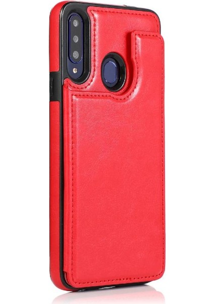 Samsung Galaxy A20s Pu Deri Kickstand Kart Yuvaları Çift Için Cüzdan Kılıf (Yurt Dışından) modelleri