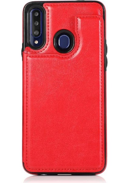 Samsung Galaxy A20s Pu Deri Kickstand Kart Yuvaları Çift Için Cüzdan Kılıf (Yurt Dışından) fırsatları