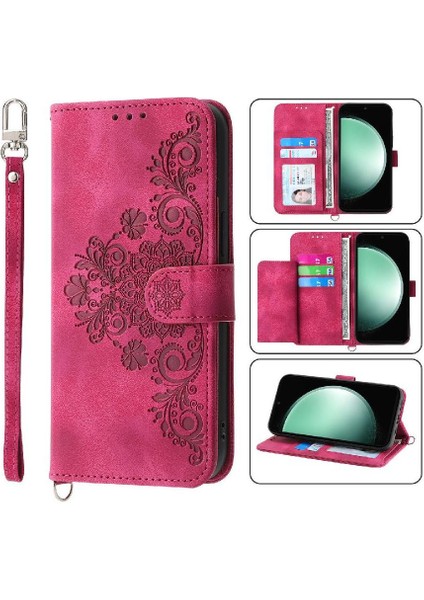 Samsung Galaxy S24 Fe Çoklu Kredi Kartı Yuvaları Için Flip Case Kabartmalı (Yurt Dışından)