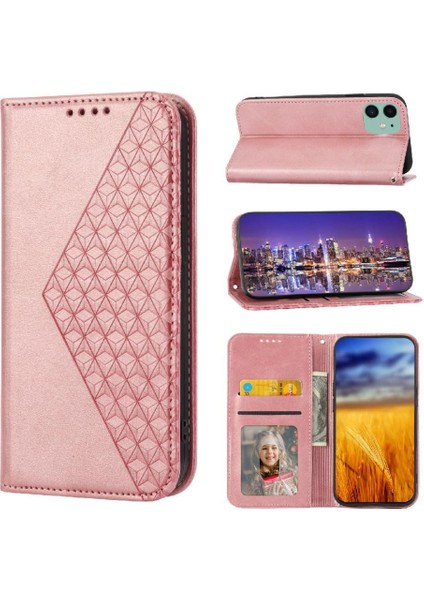 Iphone 11 Için Flip Case Cüzdan Standı Günlük Kullanım Eşkenar Dörtgen Şekli El Kayışı (Yurt Dışından)