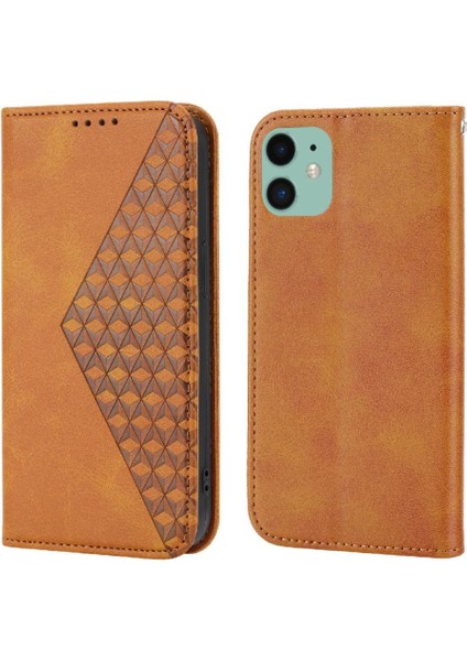 Iphone 11 Için Flip Case Cüzdan Standı Günlük Kullanım Eşkenar Dörtgen Şekli El Kayışı (Yurt Dışından)