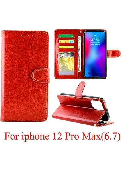 Iphone 12 Için Flip Case Pro Max Darbeye Pu Deri Manyetik Kapatma (Yurt Dışından)