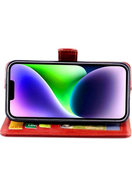 Iphone 14 Için Flip Case Artı Darbeye Dayanıklı Kart Tutucu Kickstand Manyetik Pu (Yurt Dışından)
