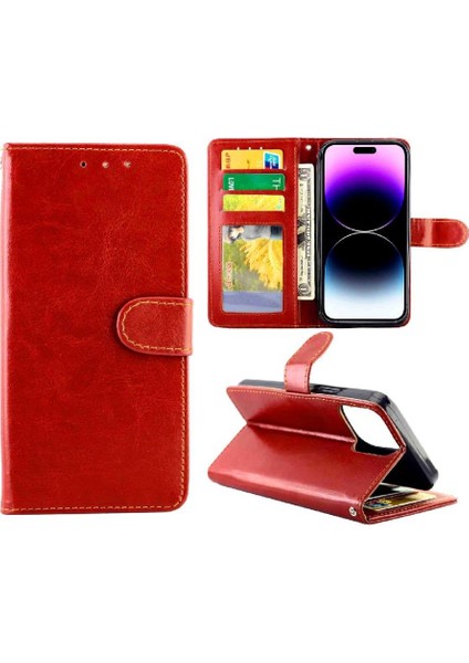 Iphone 14 Için Flip Case Pro Max Darbeye Manyetik Kapatma Pu Deri (Yurt Dışından)