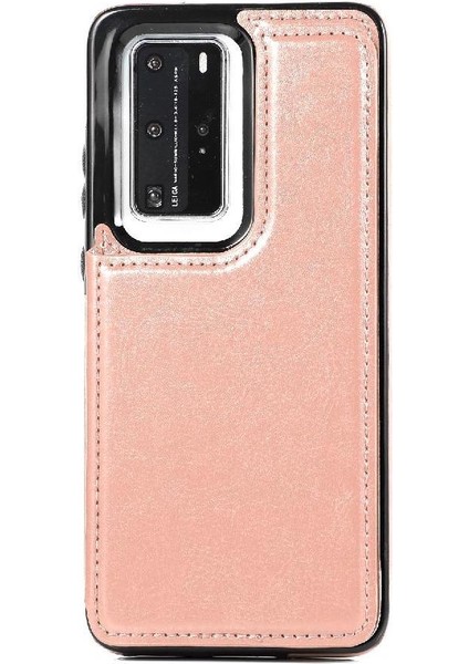 Cüzdan Kılıf Için Huawei P40 Pro Çift Manyetik Toka Kart Yuvaları Pu İle (Yurt Dışından) modelleri