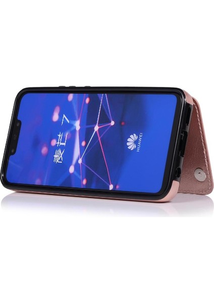 Cüzdan Kılıf Huawei Mate 20 Lite Için Kickstand Pu Deri Kart Yuvaları Çift (Yurt Dışından)