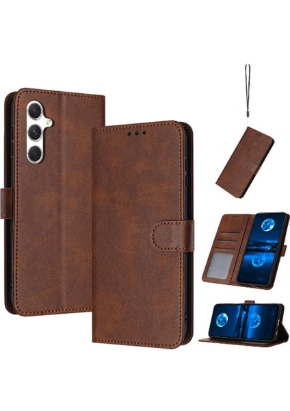 Samsung Galaxy A15 Için Flip Case 4g/5g Saf Renk Kickstand Pu Deri (Yurt Dışından)