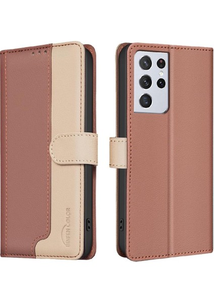 Samsung Galaxy S21 Ultra Rfıd Engelleme Flip Folio Darbeye Için Flip Case (Yurt Dışından)
