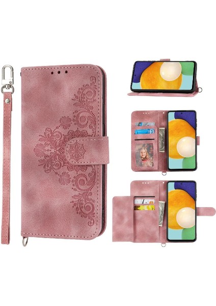 Samsung Galaxy A73 Kabartmalı Çoklu Kredi Kartı Yuvaları Için Flip Case (Yurt Dışından)