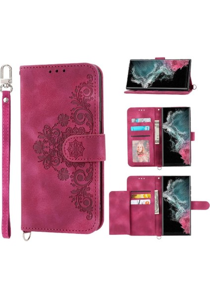 Samsung Galaxy S23 Ultra Kabartmalı Çoklu Kredi Kartı Yuvaları Için Flip Case (Yurt Dışından)