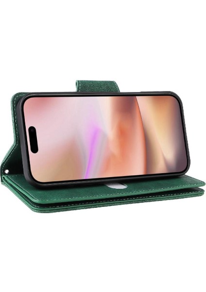 Iphone 16 Için Kılıf Artı El Kayışı İle Fermuar Cüzdan Kapak Manyetik Kart (Yurt Dışından)